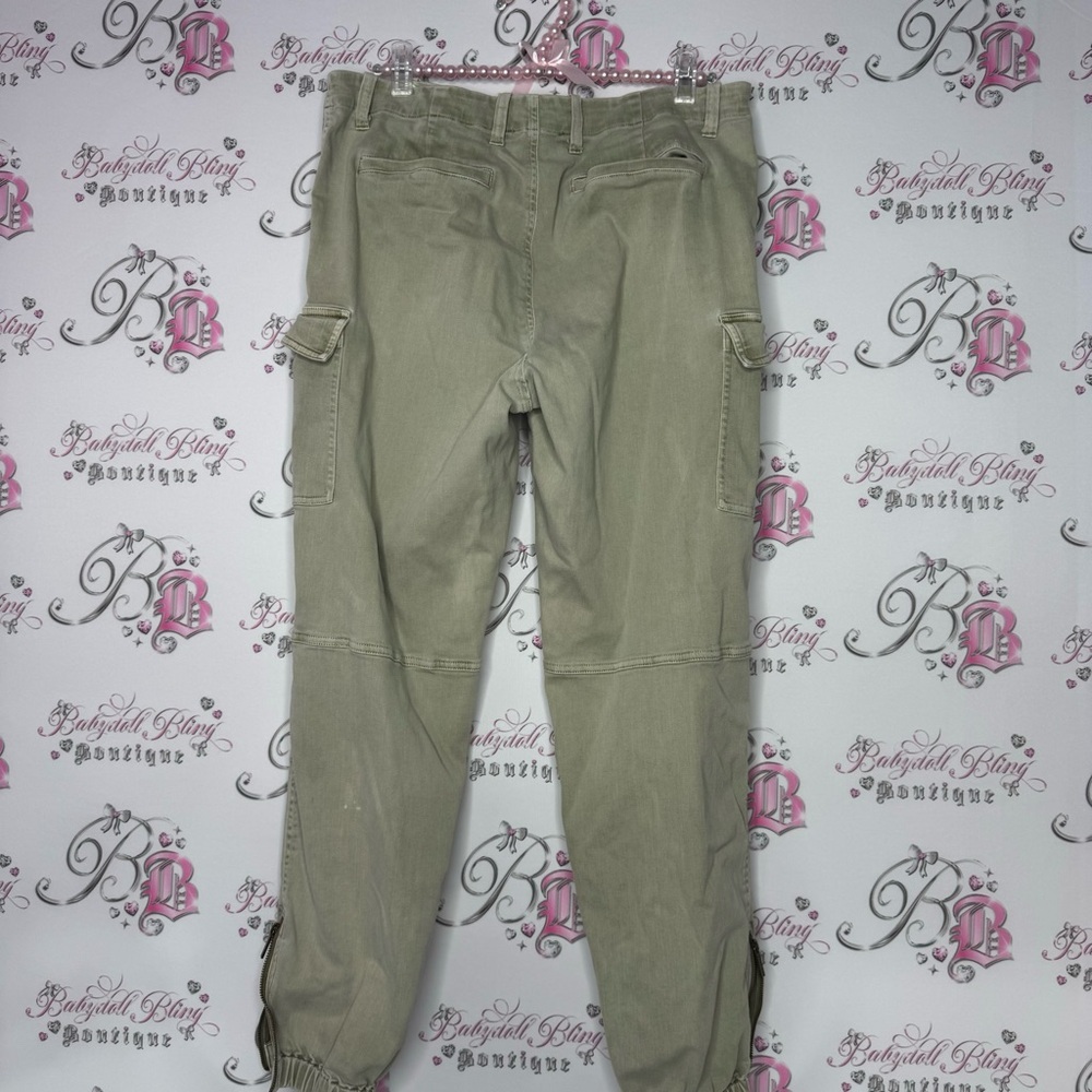 Michael kors cargo pants green olive military pockets zippers gold hardware - Picture 8 of 15